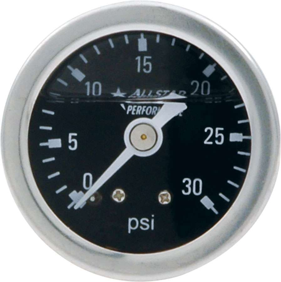 Allstar Pressure Gauge 0-30 psi Mechanical Analog 1-1/2" Diameter Liquid Filled 1/8" NPT Port ALL80202