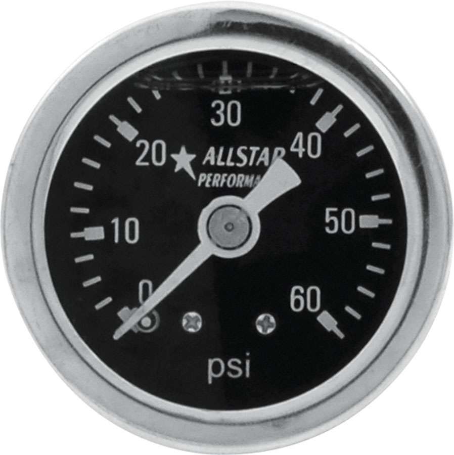 Allstar Pressure Gauge 0-60 psi Mechanical Analog 1-1/2" Diameter Liquid Filled 1/8" NPT Port ALL80204