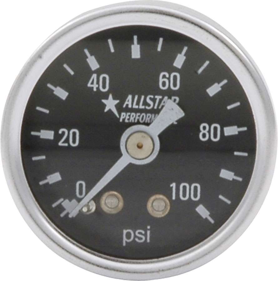 Allstar Pressure Gauge 0-100 psi Mechanical Analog 1-1/2" Diameter 1/8" NPT Port Black Face ALL80216