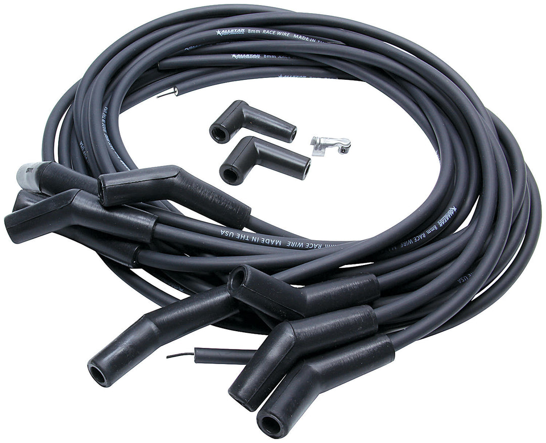 Allstar Spark Plug Wire Set Spiral Core 8 mm Black 135 Degree Plug Boots HEI Style Terminal Kit ALL81361