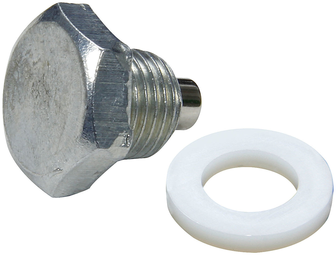 Allstar Drain Plug 1/2"-20 Thread 3/4" Hex Head Nylon Washer Magnetic Steel Zinc Oxide ALL87040