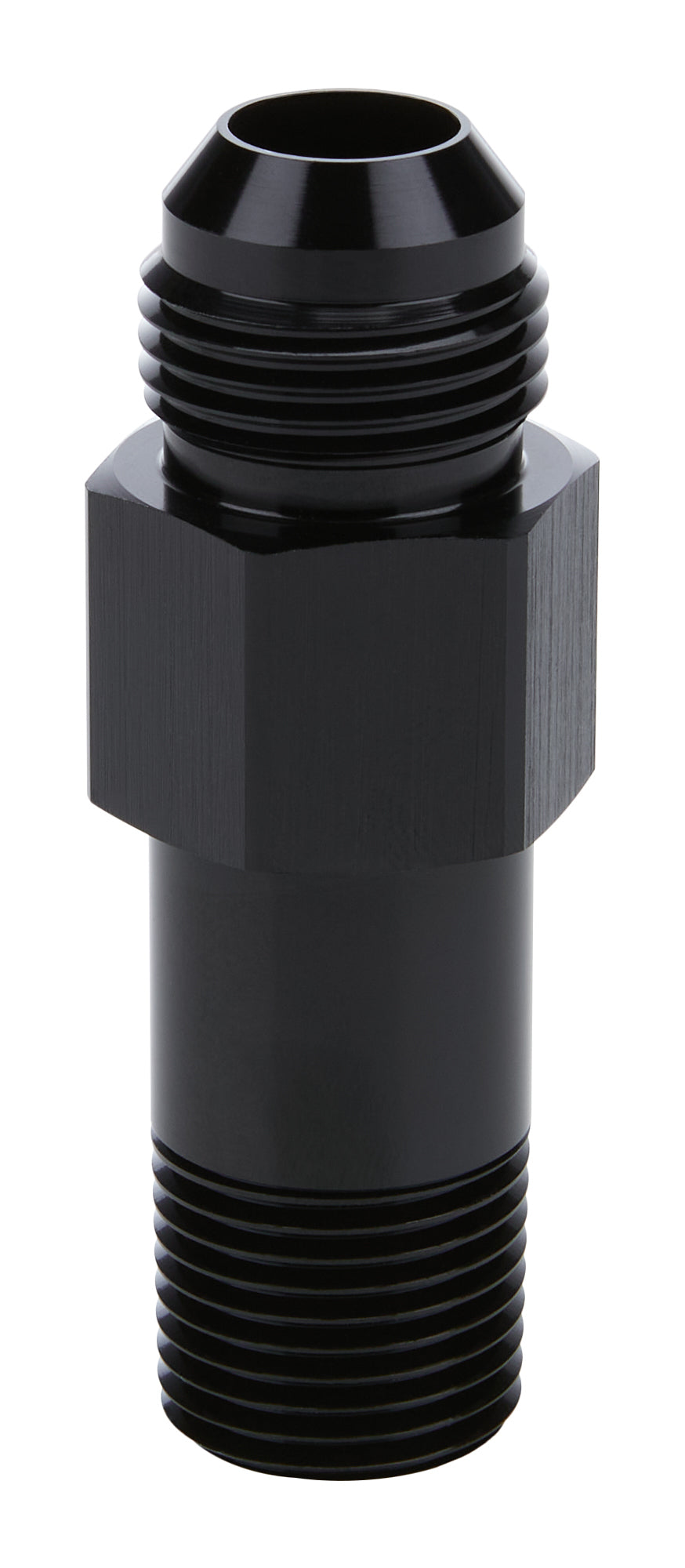Allstar Extended Oil Inlet Straight 10 AN Male to 1/2" NPT Male 3" Aluminum Black Anodized ALL90043