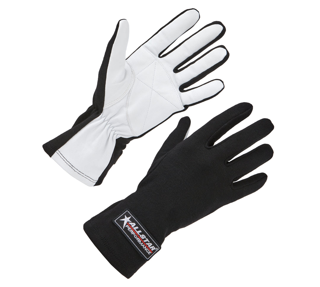 Allstar Driving Gloves Single Layer Aramid / Leather Black / White Large Pair ALL910014