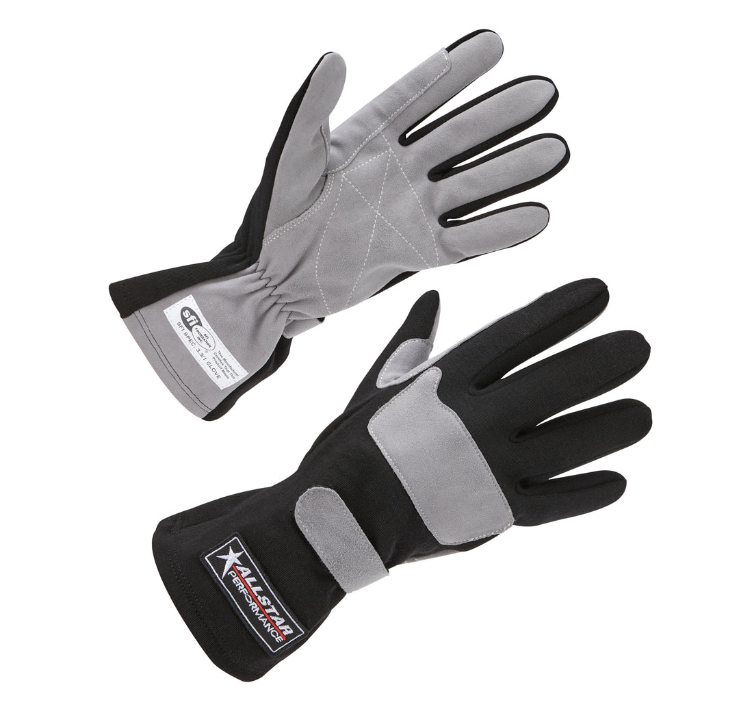 Allstar Driving Gloves SFI 3.3/1 Single Layer Aramid / Suede Black / Gray Large Pair ALL911014