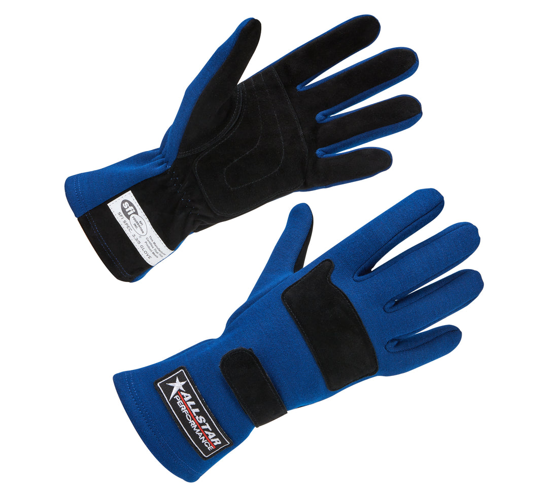 Allstar Driving Gloves SFI 3.3/5 Double Layer Aramid / Suede Blue / Black Small Pair ALL915021