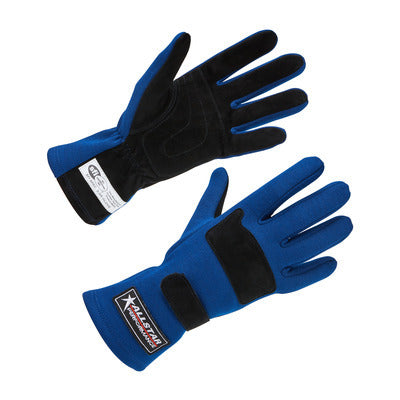 Allstar Driving Gloves SFI 3.3/5 Double Layer Aramid / Suede Blue / Black X-Large Pair ALL915025