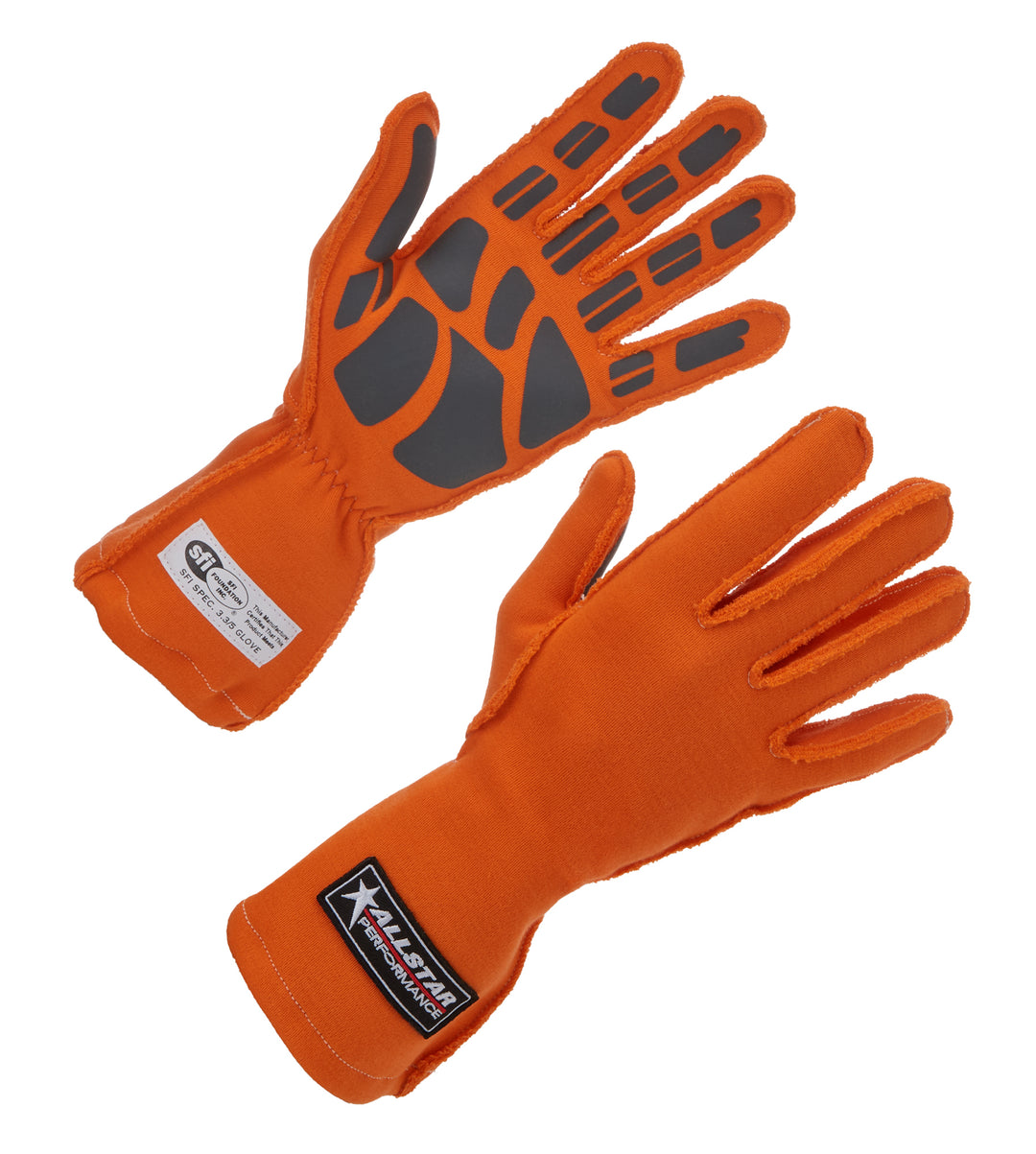Allstar Driving Gloves SFI 3.3/5 Outseam Double Layer Aramid Orange / Gray X-Large Pair ALL916045