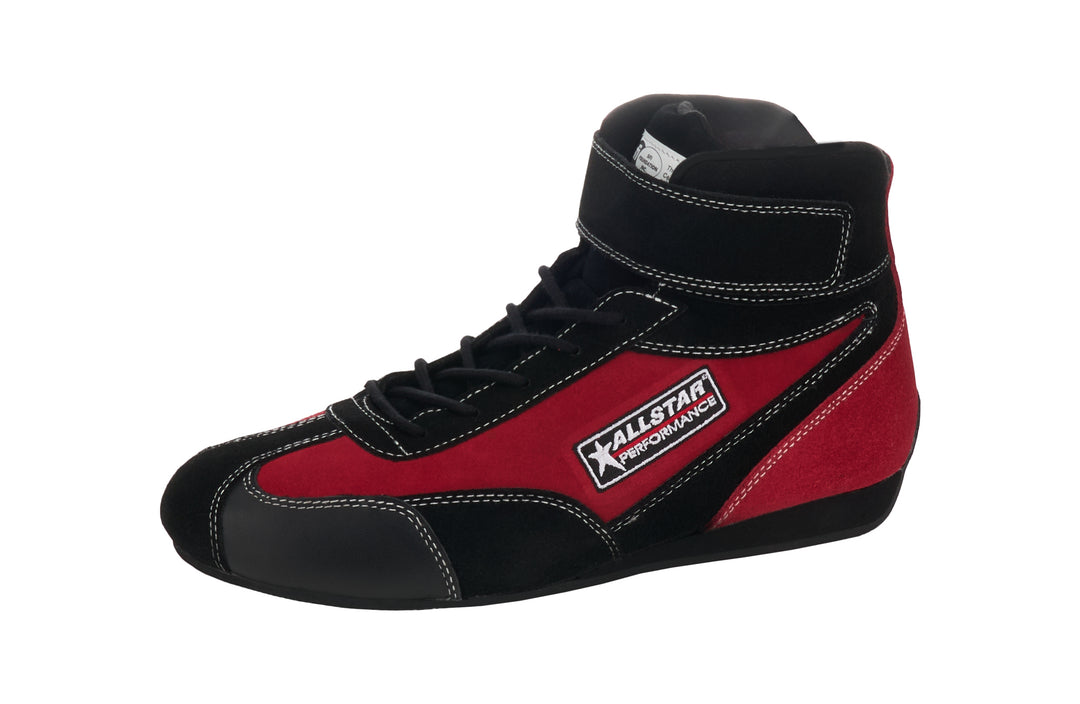 Allstar Driving Shoe Pro-Series Mid-Top SFI 3.3/5 Suede Outer Fire Black / Red Size 10 Pair ALL918728