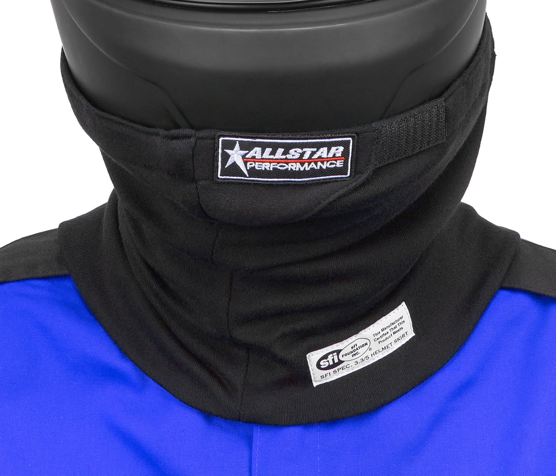 Allstar Helmet Skirt SFI 3.3/5 Hook and Loop Attachment Triple Layer Fire Retardant Black ALL929313