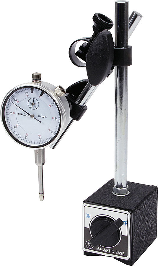 Allstar Dial Indicator Kit 1" Travel 0.001 Increments Magnetic Base Kit ALL96414
