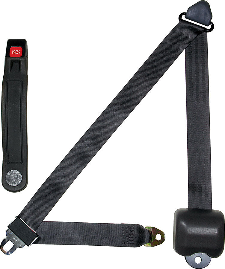 Allstar Seat Belt Lap / Shoulder Push Button Buckle Retractable Bolt-In Floor Mount Polyester ALL98117