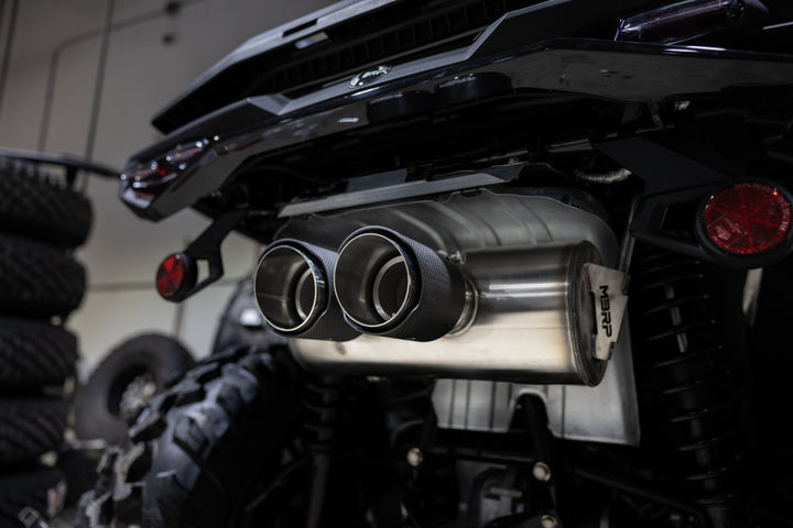 MBRP 25-Up Can-Am Outlander 850/1000R 6" Single Slip-on System, Dual Outlet with CF Tips, Performance AT-9224PT