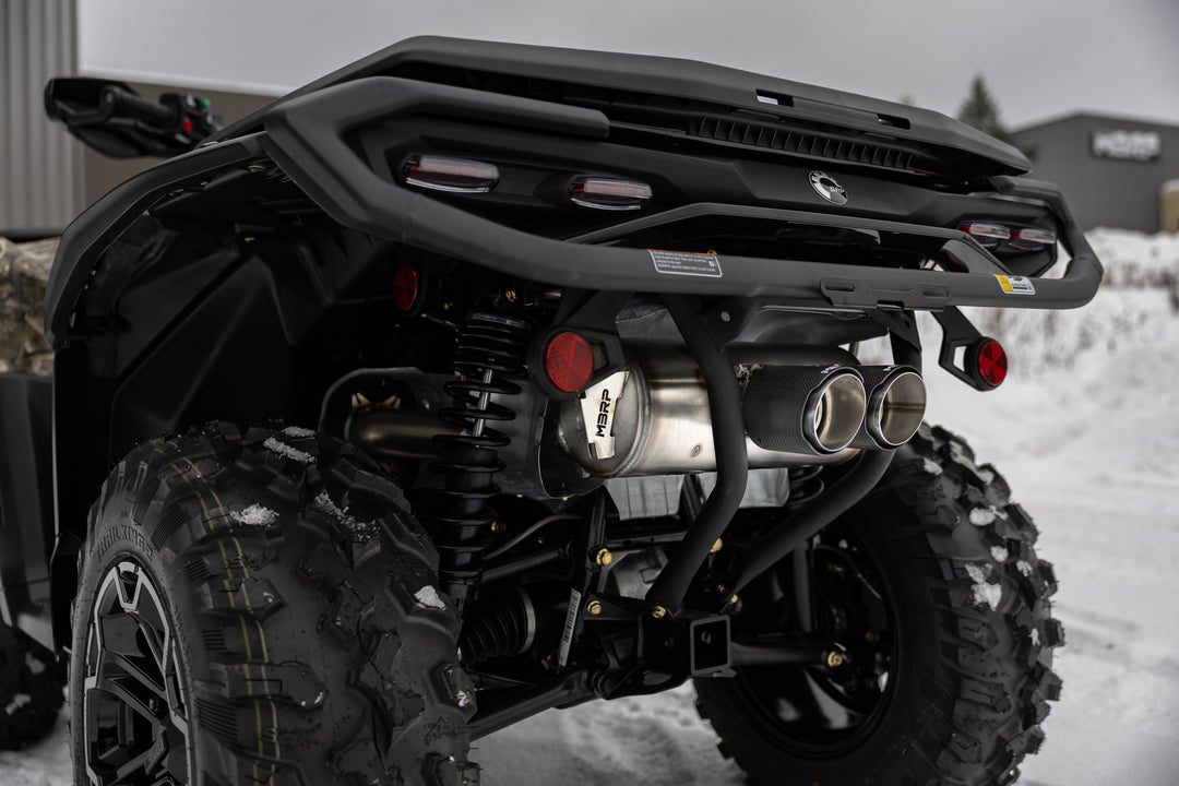 MBRP 25-Up Can-Am Outlander 850/1000R 6" Single Slip-on System, Dual Outlet with CF Tips, Performance AT-9224PT