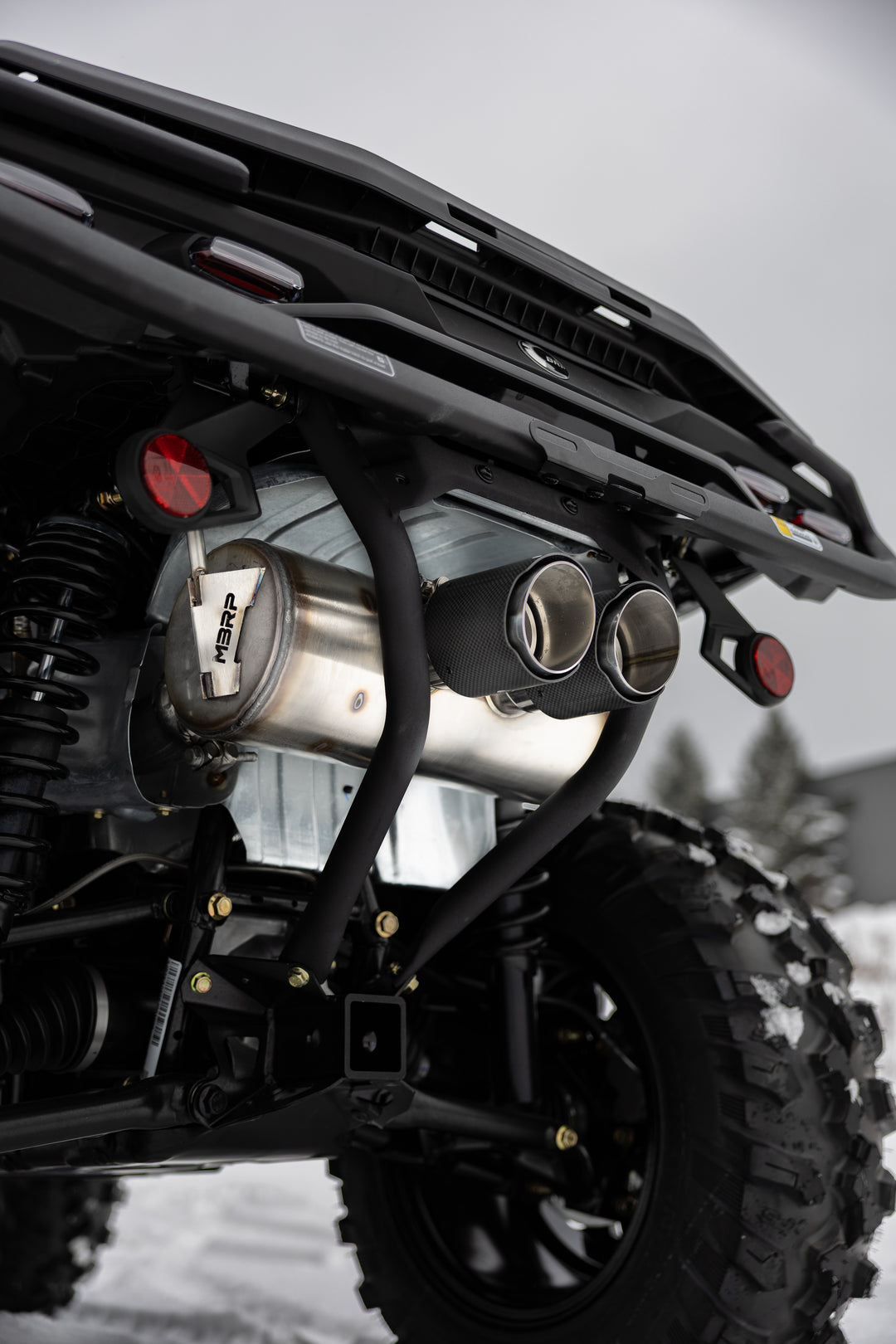 MBRP 25-Up Can-Am Outlander 850/1000R 6" Single Slip-on System, Dual Outlet with CF Tips, Performance AT-9224PT