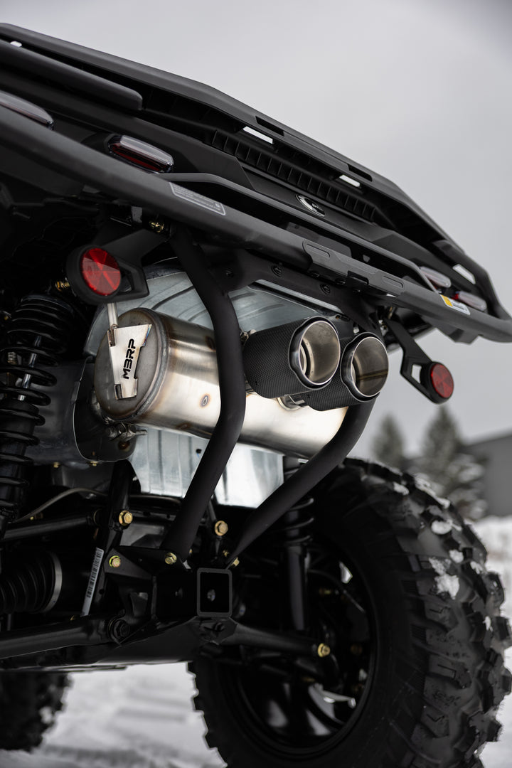 MBRP 25-Up Can-Am Outlander 850/1000R 6" Single Slip-on System, Dual Outlet with CF Tips, Performance AT-9224PT