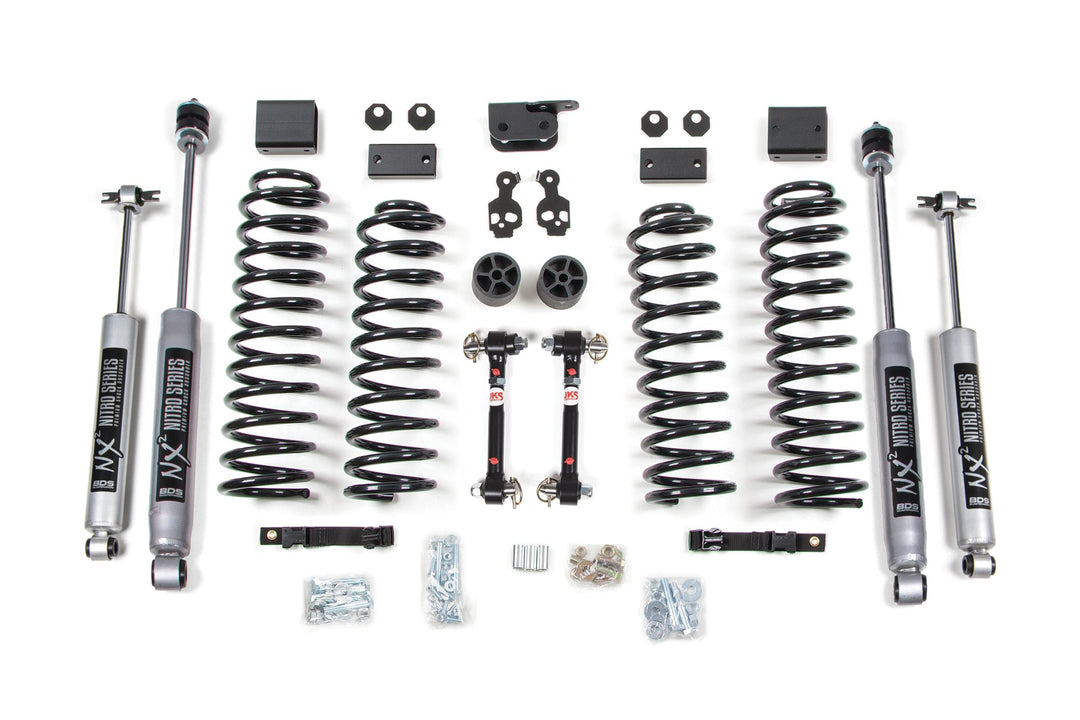 3 Inch Lift Kit Jeep Wrangler JK 07-11 4-Door Fixed Link Sway Bar Fox 2.0 Performance Shocks BDS1412FS