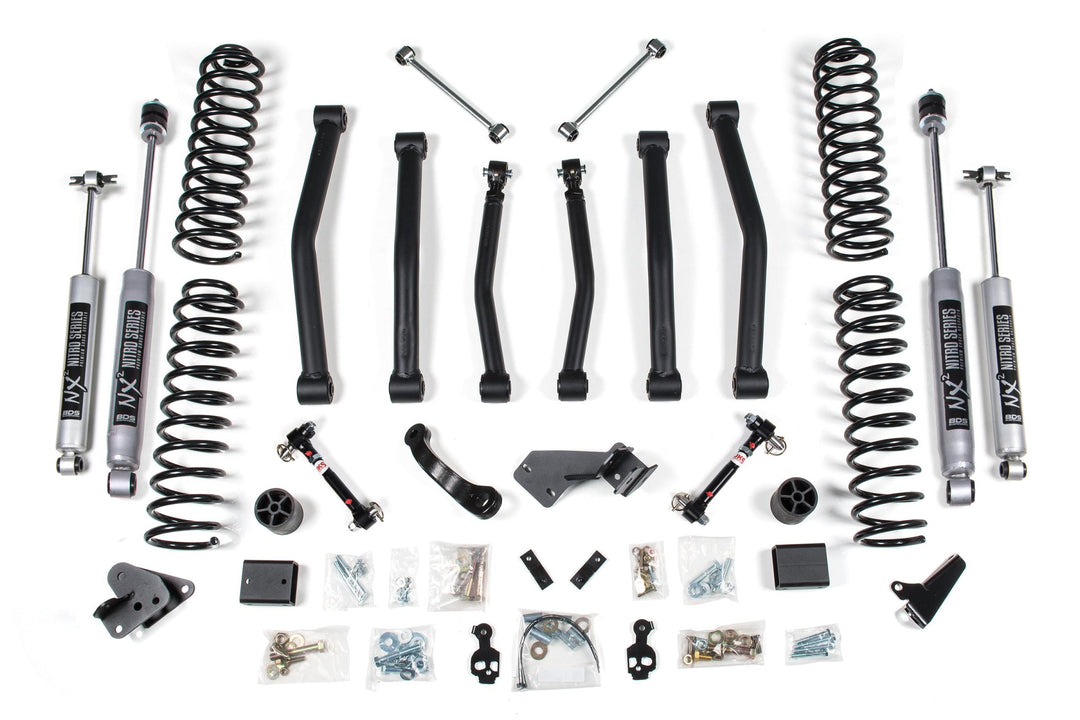 4.5 Inch Lift Kit Jeep Wrangler JK 07-11 4-Door Fixed Sway Bar Link NX2 Nitro Shocks BDS1414H