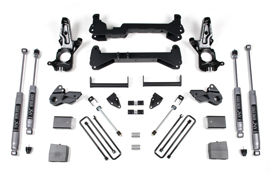 7 Inch Lift Kit Silverado/Sierra 2500HD 01-10 2WD Carrier Below Crossmember W/Fox 2.0 Performance Shocks