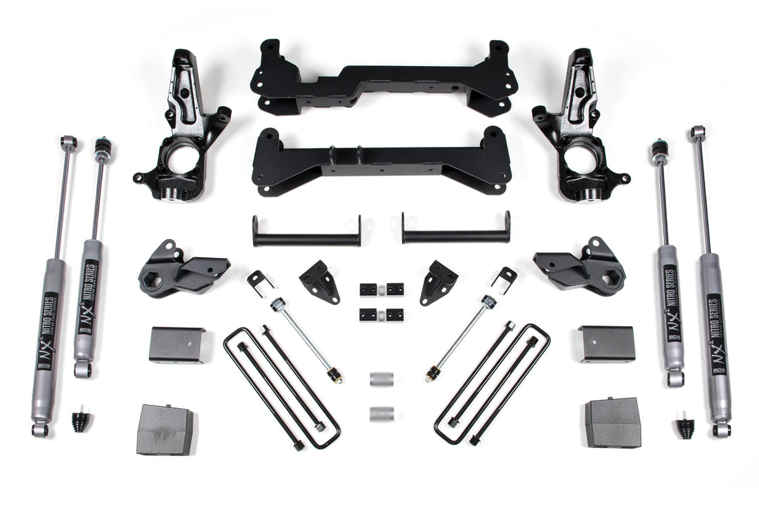 7 Inch Lift Kit Silverado/Sierra 2500HD 01-10 2WD Carrier Below Crossmember W/Fox 2.0 Performance Shocks BDS150FS