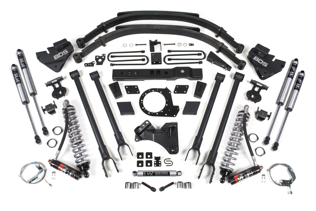 8 Inch Lift Kit w/ 4-Link FOX 2.5 Performance Elite Coil-Over Conversion Ford F250/F350 Super Duty 17-19 4WD Diesel BDS1541FPE