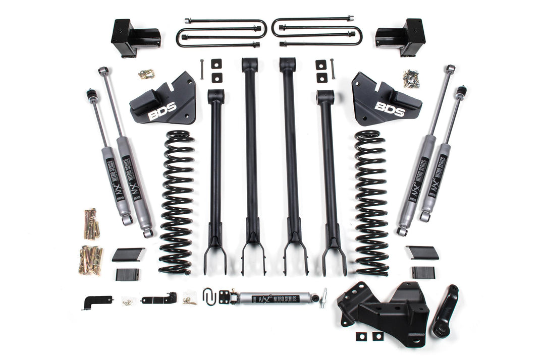 4 Inch Lift Kit 4-Link Conversion Ford F250 / F350 Super Duty 17-19 4WD Gas Leaf Springs Fox 2.0 Performance Shocks BDS1559FS