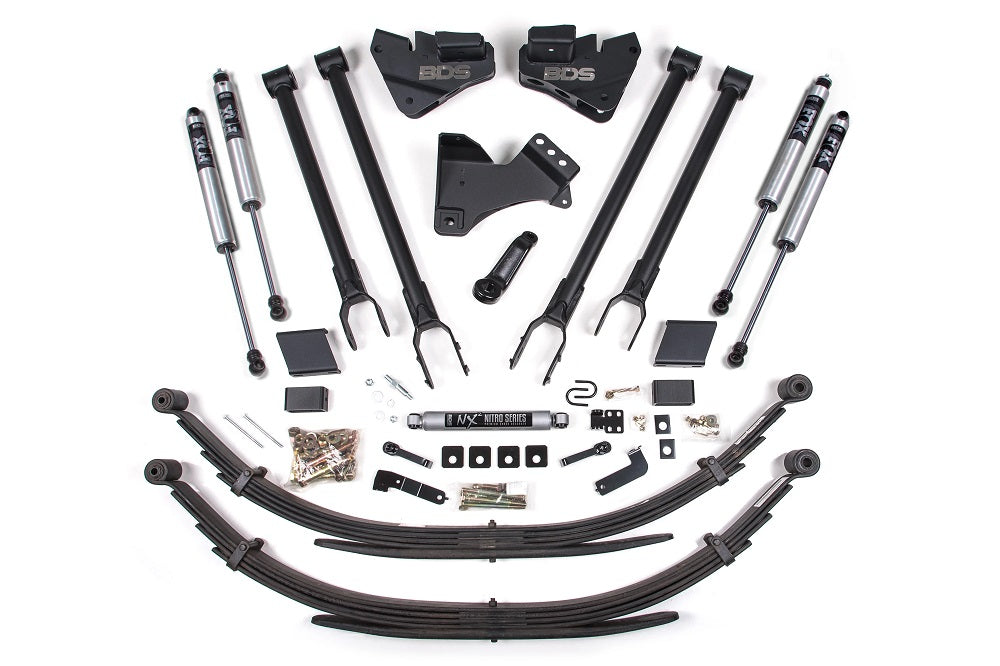 5 Inch Lift Kit w/ 4-Link Ford F250/F350 Super Duty 20-22 4WD Diesel Leaf Springs Fox 2.0 Performance Shocks BDS1569FS