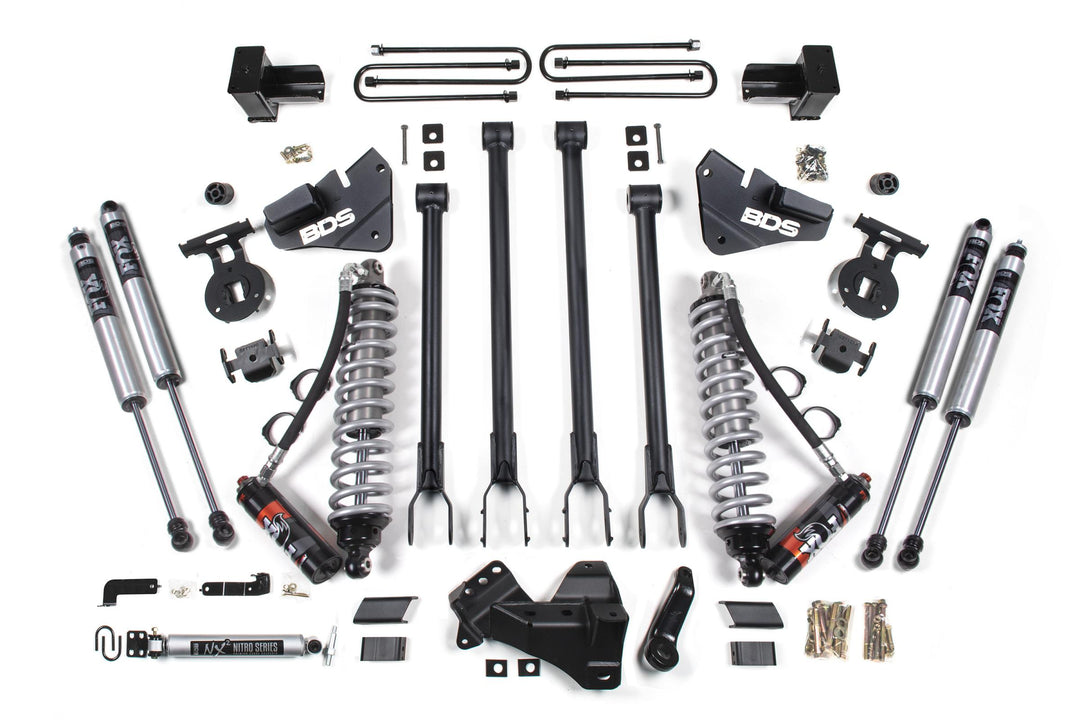 4 Inch Lift Kit w/ 4-Link FOX 2.5 Performance Elite Coil-Over Conversion Ford F350 Super Duty DRW 17-19 4WD Diesel BDS1577FPE