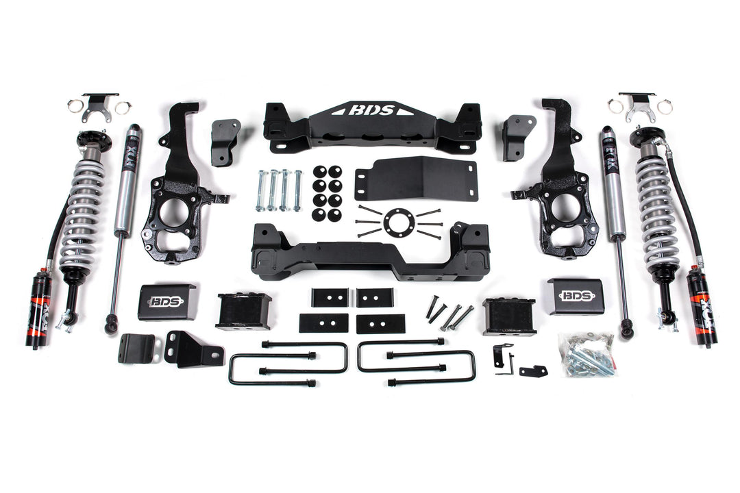 6 Inch Lift Kit FOX 2.5 Performance Elite Coil-Over Ford F150 21-25 4WD 5 Inch Block Fox 2.0 Performance Elite Shocks BDS1579FPE
