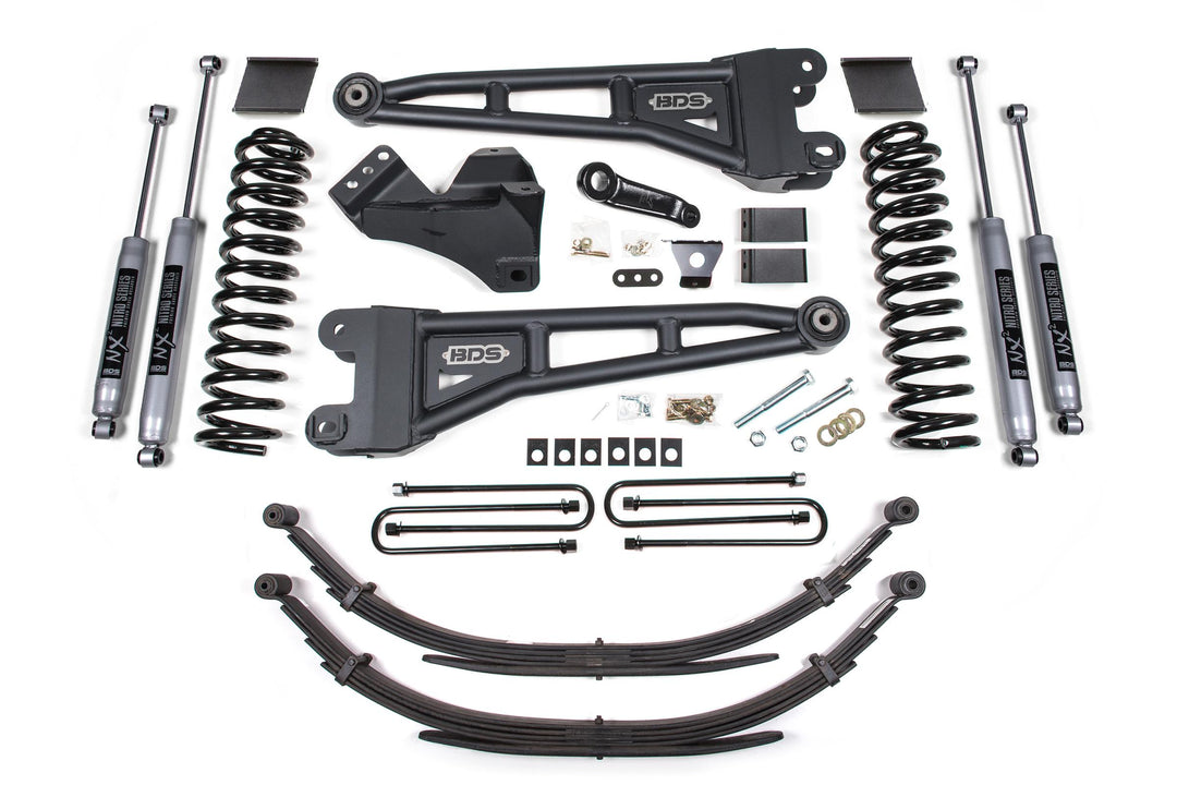 6 Inch Lift Kit w/ Radius Arm Ford F250/F350 Super Duty 11-16 4WD Gas Factory 2 Inch Rear Blocks NX2 Nitro Shocks BDS1594H