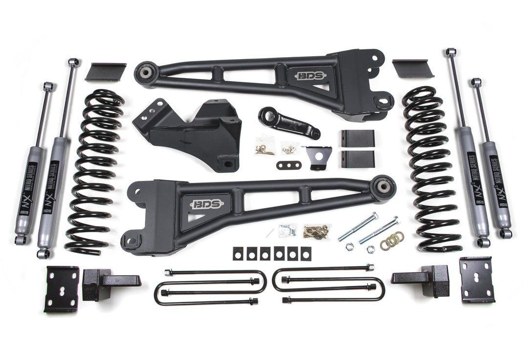 4 Inch Lift Kit w/ Radius Arm Ford F250/F350 Super Duty 11-16 4WD Diesel Leaf Springs NX2 Nitro Shocks BDS1597H