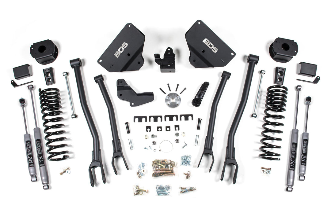 4 Inch Lift Kit w/ 4-Link Ram 2500 w/ Rear Air Ride 14-18 4WD Gas Fox 2.0 Performance Shocks BDS1634FS