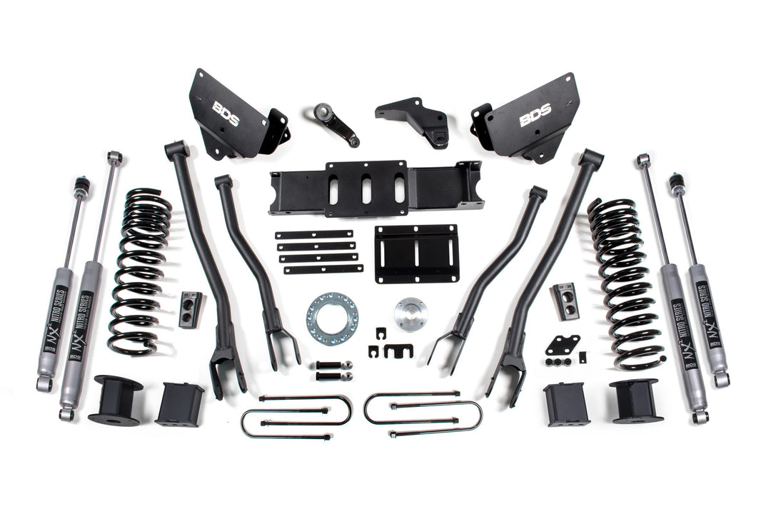 5.5 Inch Lift Kit w/ 4-Link Ram 3500 w/ Rear Air Ride 13-18 4WD Gas Fox 2.0 Performance Shocks BDS1652FS
