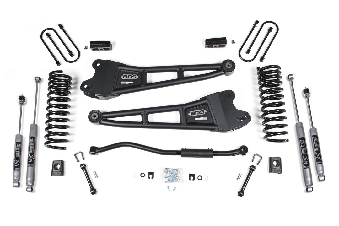 3 Inch Lift Kit w/ Radius Arm Ram 3500 19-24 4WD Diesel With Factory Rear Overload Leaf Fox 2.0 Performance Shocks BDS1654FS