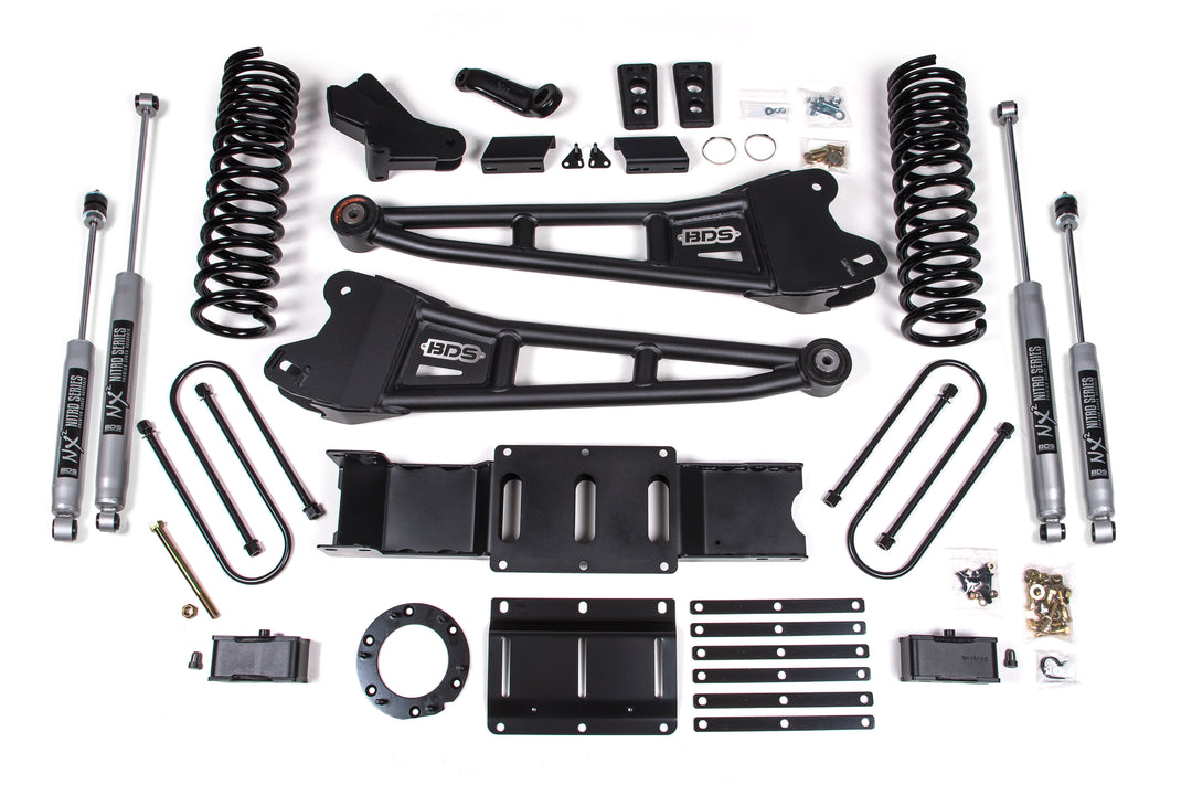 4 Inch Lift Kit w/ Radius Arm 3 Inch Rear Block Ram 3500 19-24 4WD Diesel With Factory Rear Overload Leaf 8 Bolt NX2...