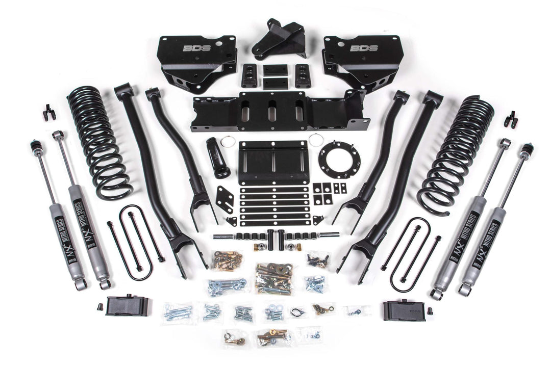 4 Inch Lift Kit w/ 4-Link Ram 3500 19-24 4WD Diesel With Factory Rear Overload Leaf 6 Bolt NX2 Nitro Shocks BDS1671H