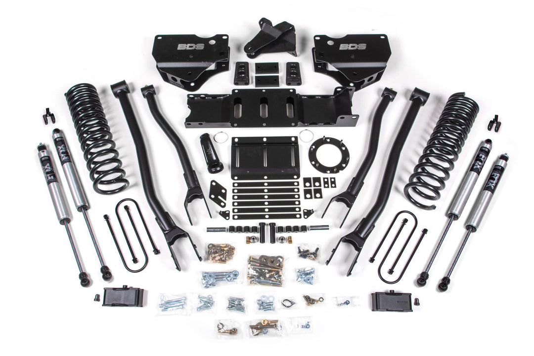 4 Inch Lift Kit w/ 4-Link Ram 3500 19-23 4WD Gas Without Factory Rear Overload Leaf Fox 2.0 Performance Shocks BDS1676FS