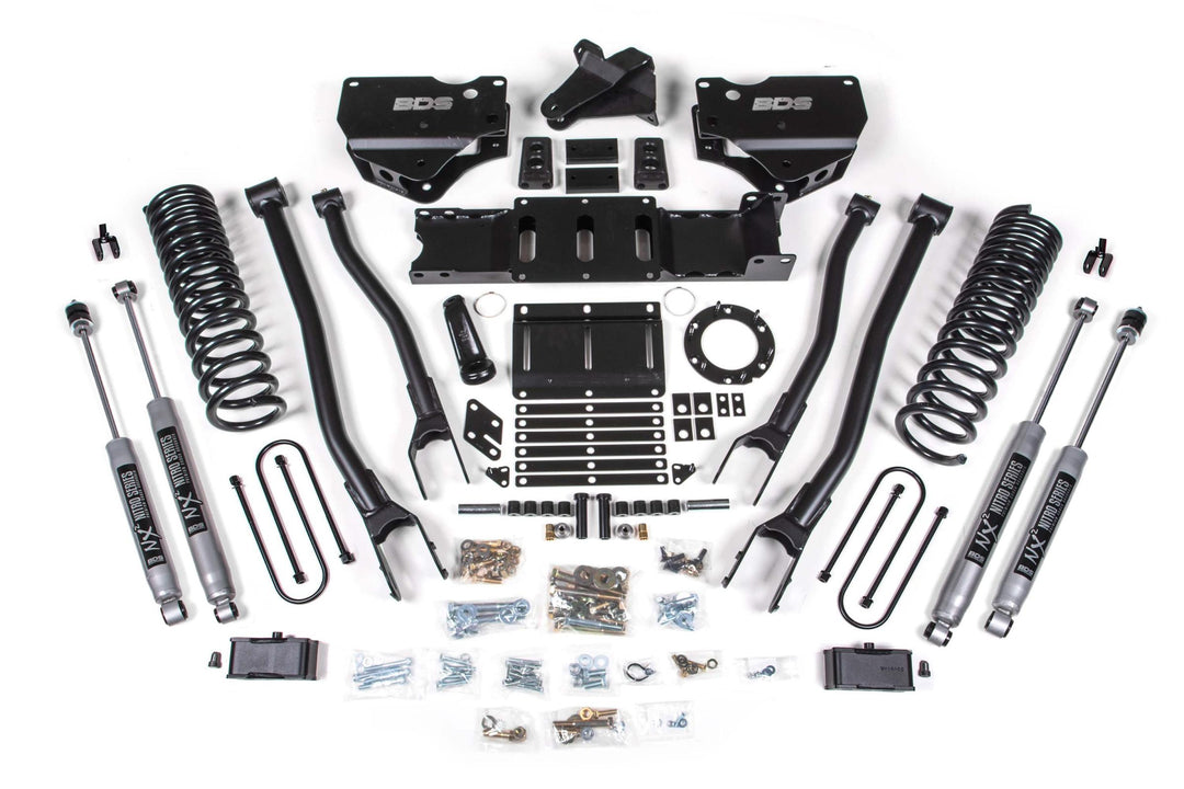 4 Inch Lift Kit w/ 4-Link Ram 3500 19-23 4WD Gas Without Factory Rear Overload Leaf NX2 Nitro Shocks BDS1676H