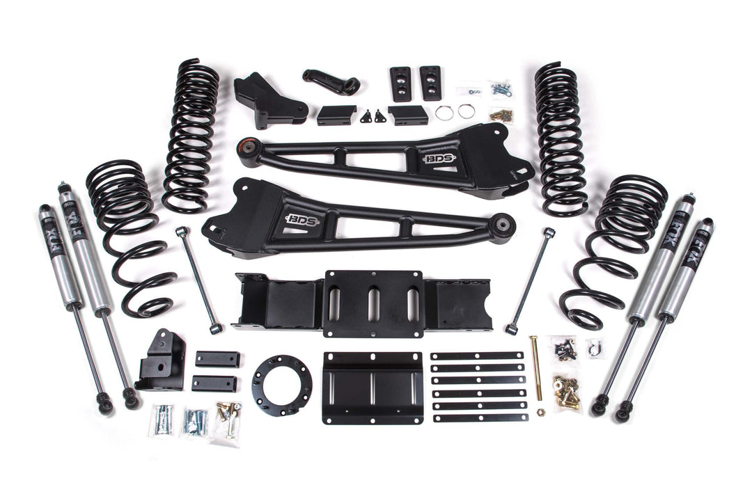 4 Inch Lift Kit w/ Radius Arm Ram 3500 19-23 4WD Gas No Factory Rear Overload Leaf Fox 2.0 Performance Shocks BDS1702FS