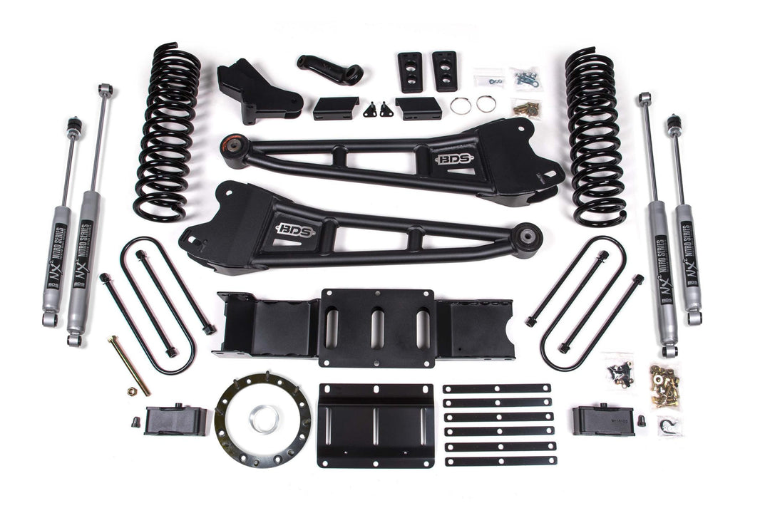 4 Inch Lift Kit w/ Radius Arm 2 Inch Rear Block Ram 3500 19-24 4WD Diesel With Factory Rear Overload Leaf 8 Bolt NX2 Nitro Shocks BDS1707H