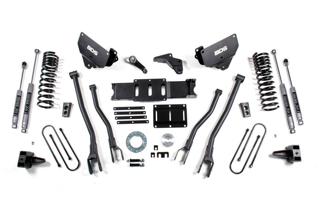 6 Inch Lift Kit w/ 4-Link Ram 3500 13-18 4WD Diesel 4 Inch Block 8 Bolt Indexing Ring Fox 2.5 Performance Elite Shocks BDS1785FPE
