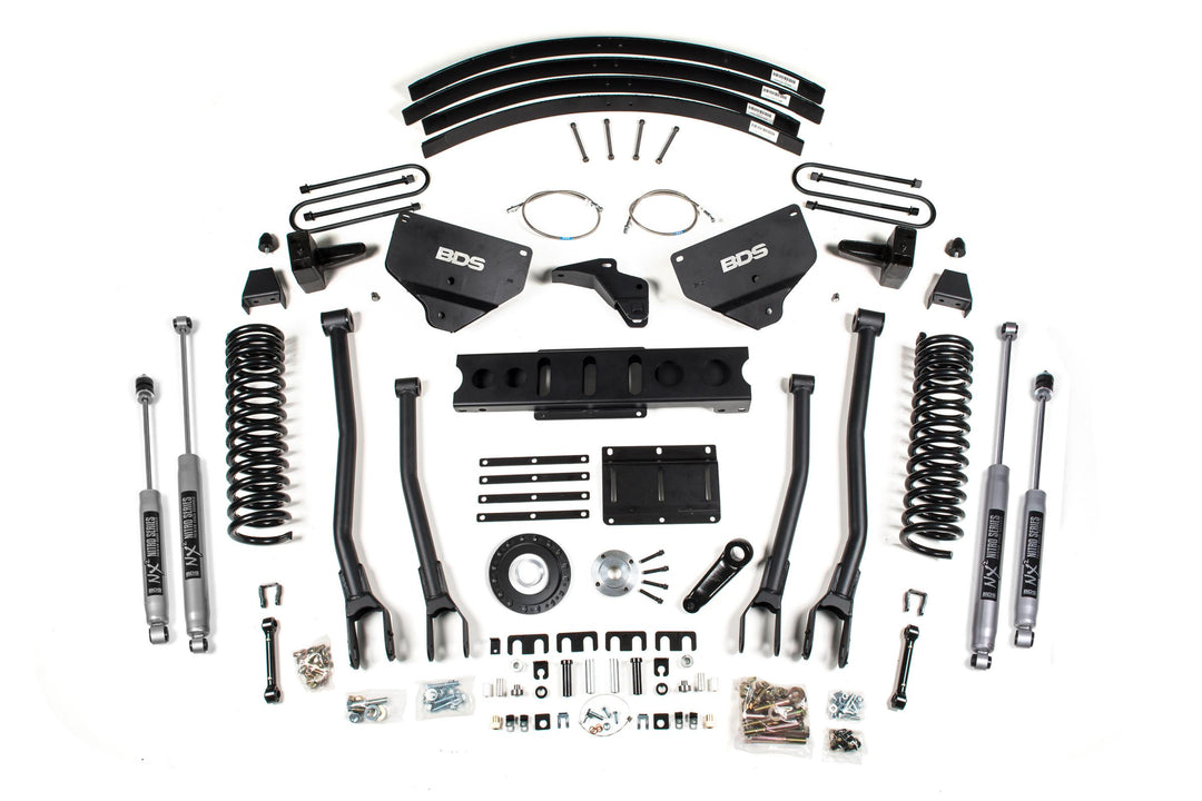 8 Inch Lift Kit w/ 4-Link Ram 3500 13-18 4WD Diesel Rear Leaf Springs 8 Bolt Indexing Ring NX2 Nitro Shocks BDS1790H