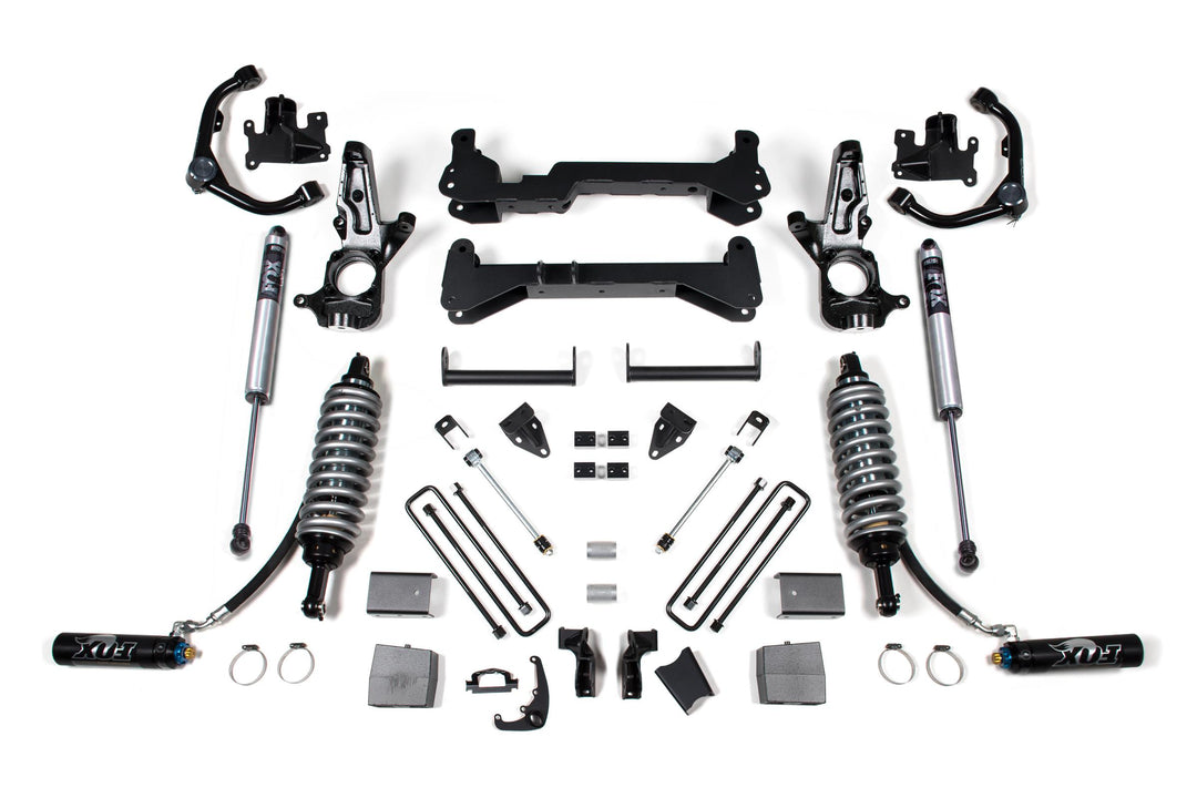 7 Inch Lift Kit FOX 2.5 Coil-Over Conversion Silverado/Sierra 2500HD 01-10 2WD Carrier Below Crossmember Fox 2.5 Performance Shocks BDS1818FDSC