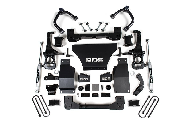 25-Up Silverado/Sierra 1500 4WD 4 Inch Suspension Lift Kit V8 Gas 3 Inch Rear Block Spacer Front NX2 Rearr BDS...