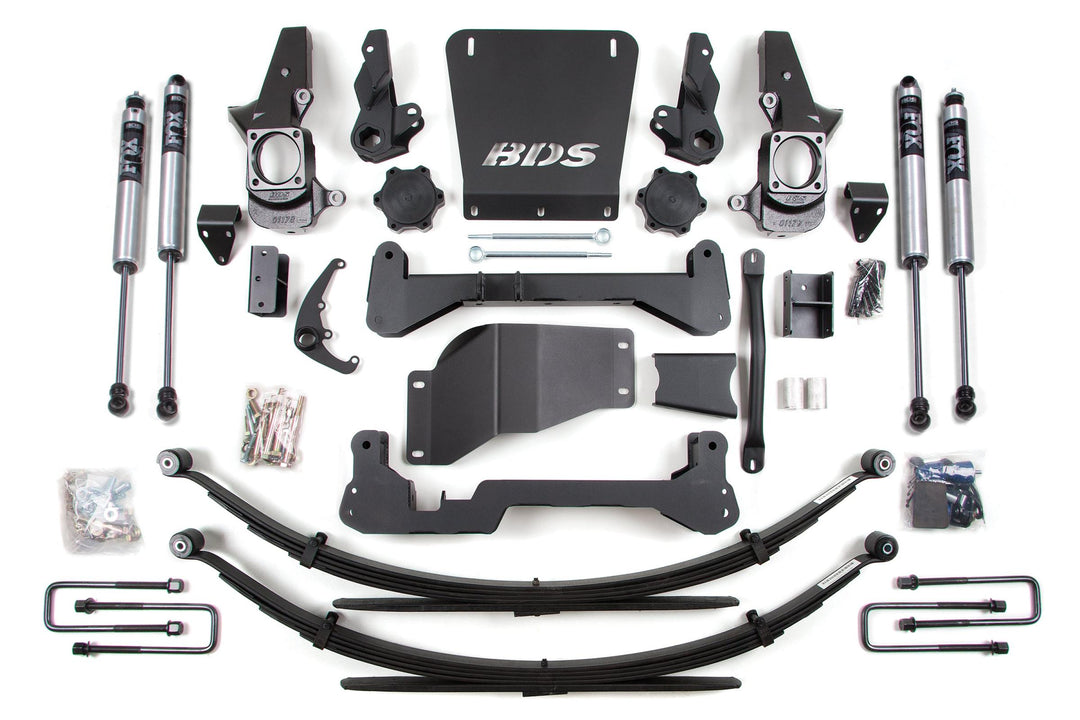 7 Inch Lift Kit Silverado/Sierra 2500HD/3500 01-10 4WD Standard Knuckle Leaf Springs Fox 2.0 Performance BDS190FS