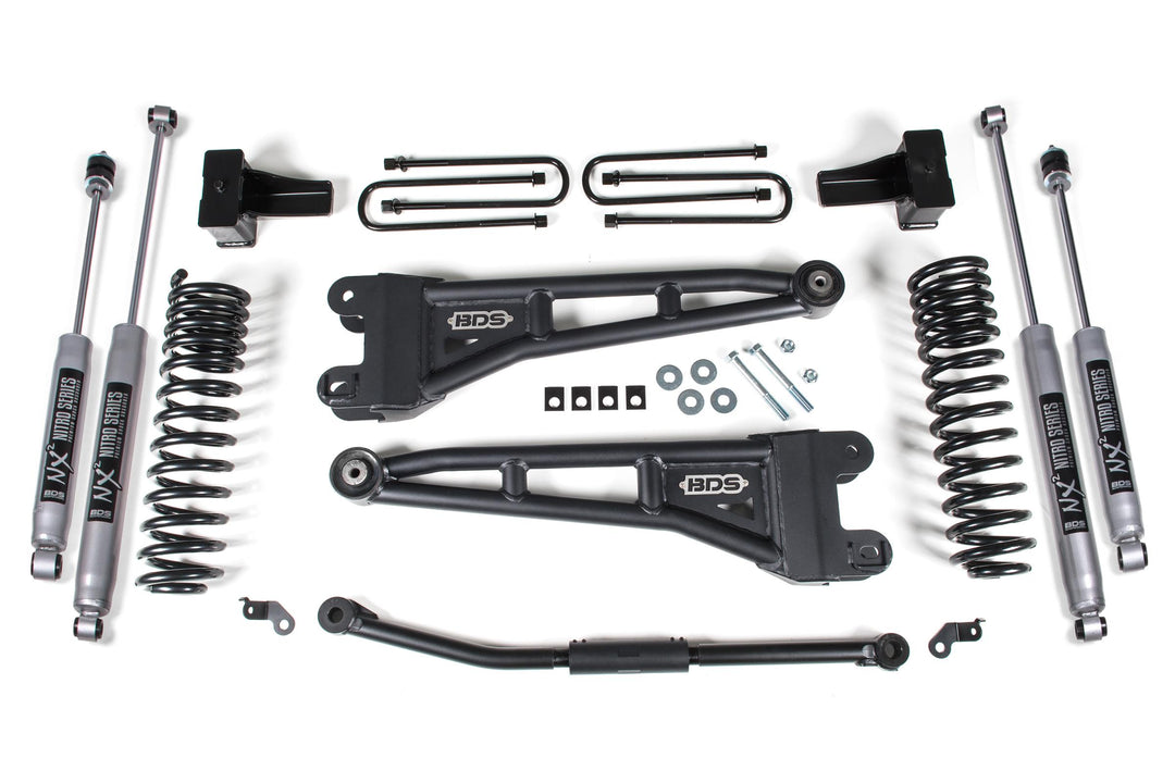 2.5 Inch Lift Kit w/ Radius Arm Ford F250/F350 Super Duty 11-16 4WD Diesel No Block Fox 2.0 Performance Shocks BDS1928FS