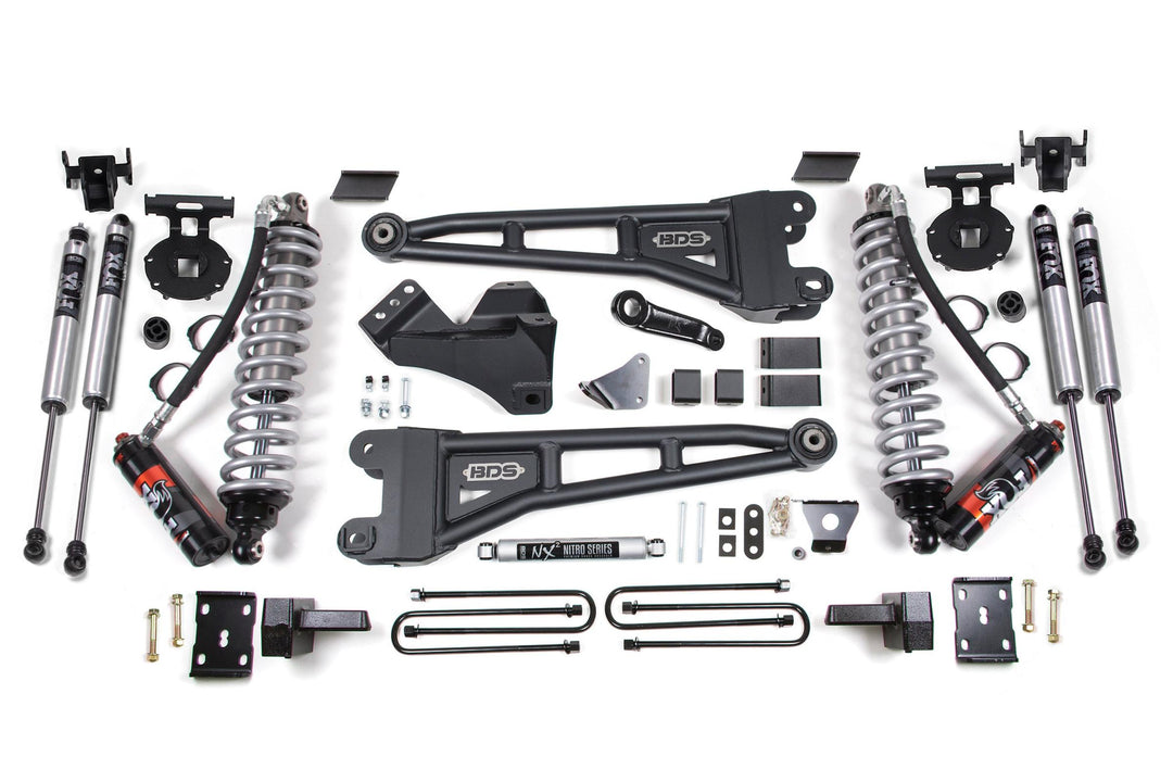 6 Inch Lift Kit w/ Radius Arm FOX 2.5 Performance Elite Coil-Over Conversion Ford F250/F350 Super Duty 05-07 4WD Diesel 4 Inch Block With Overload BDS1945FPE