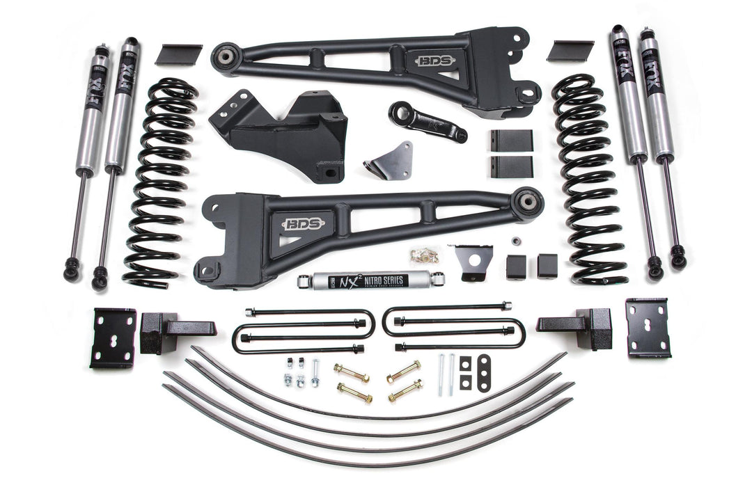6 Inch Lift Kit w/ Radius Arm Ford F250/F350 Super Duty 05-07 4WD Diesel 4 Inch Block Kit Add A leaf With Overload Fox 2.0 Performance Shocks BDS1946FS
