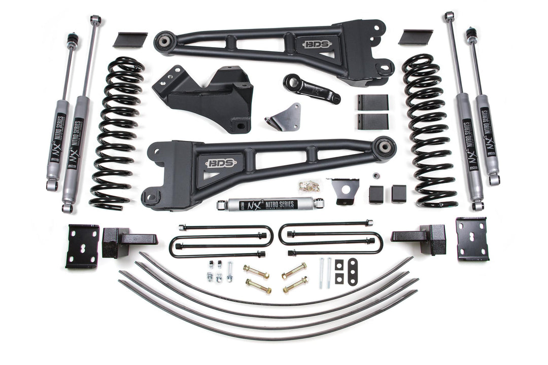 6 Inch Lift Kit w/ Radius Arm Ford F250/F350 Super Duty 05-07 4WD Diesel 4 Inch Block Add A Leaf With Overload NX2 Nitro BDS1946H
