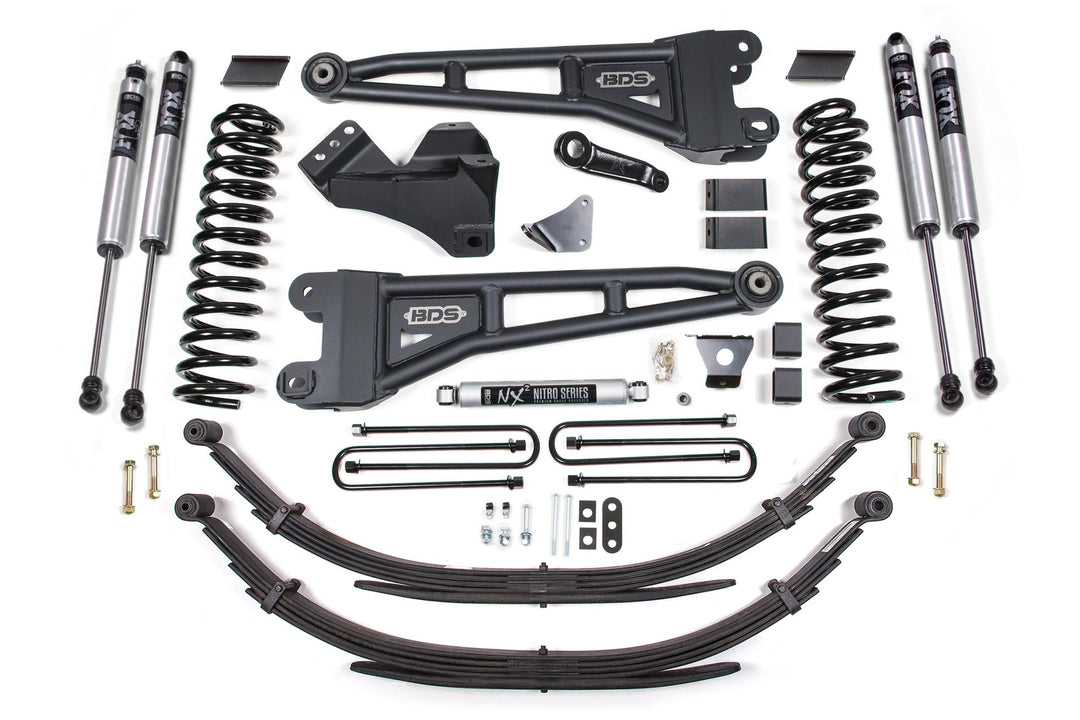 6 Inch Lift Kit w/ Radius Arm Ford F250/F350 Super Duty 08-10 4WD Diesel Leaf Springs Fox 2.0 Performance BDS1955FS