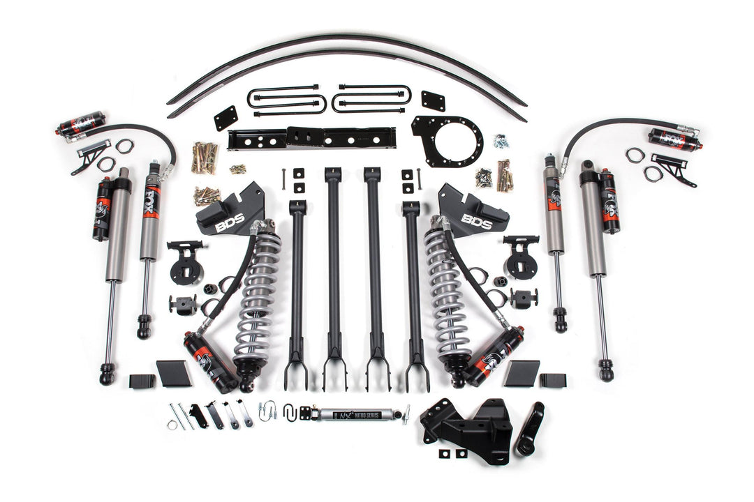 6 Inch Lift Kit w/ 4-Link FOX 2.5 Performance Elite Coil-Over Conversion Ford F250/F350 Super Duty 17-19 4WD Diesel Block Kit and Add A Leaf Fox 2.5 Performance Elite Shoces BDS1978FPE